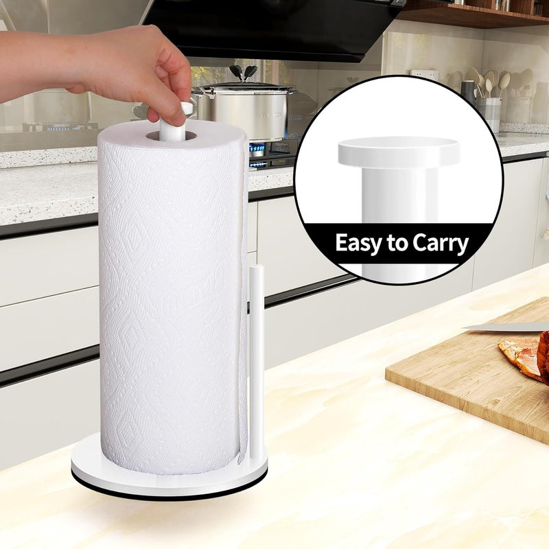 OBODING Paper Towel Holder Countertop, , White Kitchen Paper Towel Holder Stand for Kitchen and Bathroom Organization, Stainless Steel Paper Towel Holders for Standard and Large Rolls (White) - Image 4